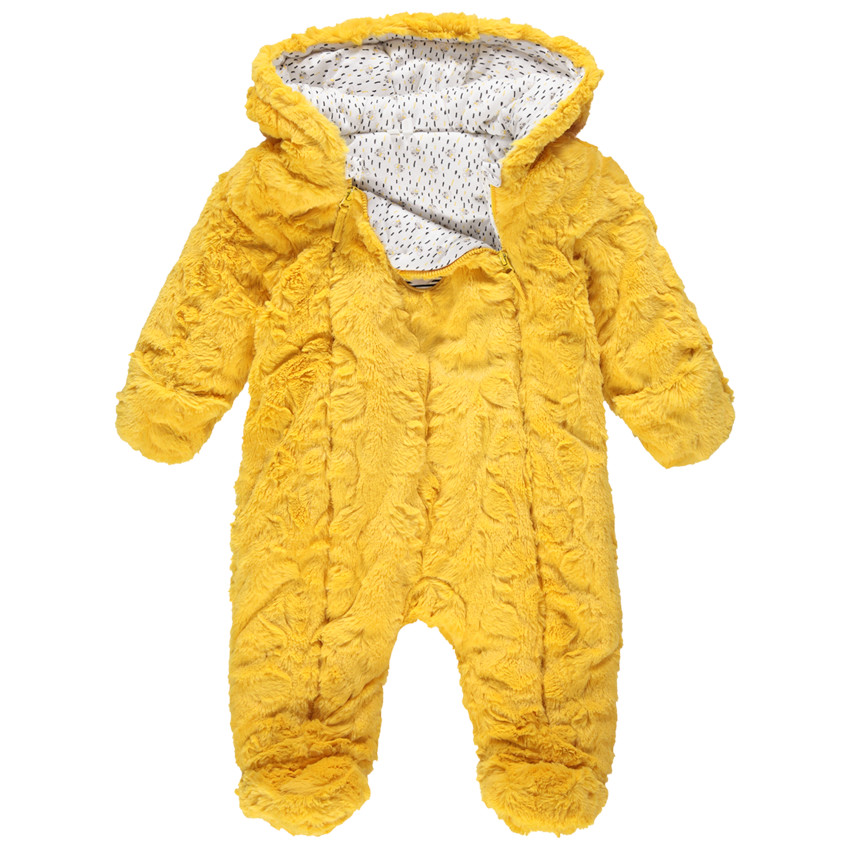 Combi-pilote en sherpa jaune à doublure imprimée 