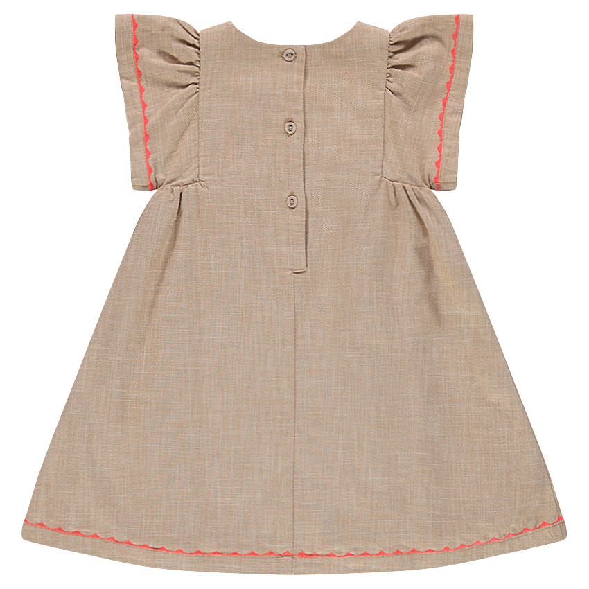 Robe en coton fantaisie avec broderies et pompon 