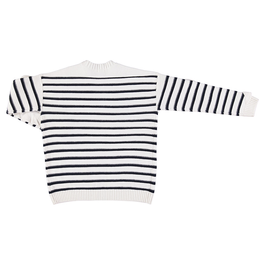 Junior - Gilet en tricot à rayures en jacquard avec volants et poches 