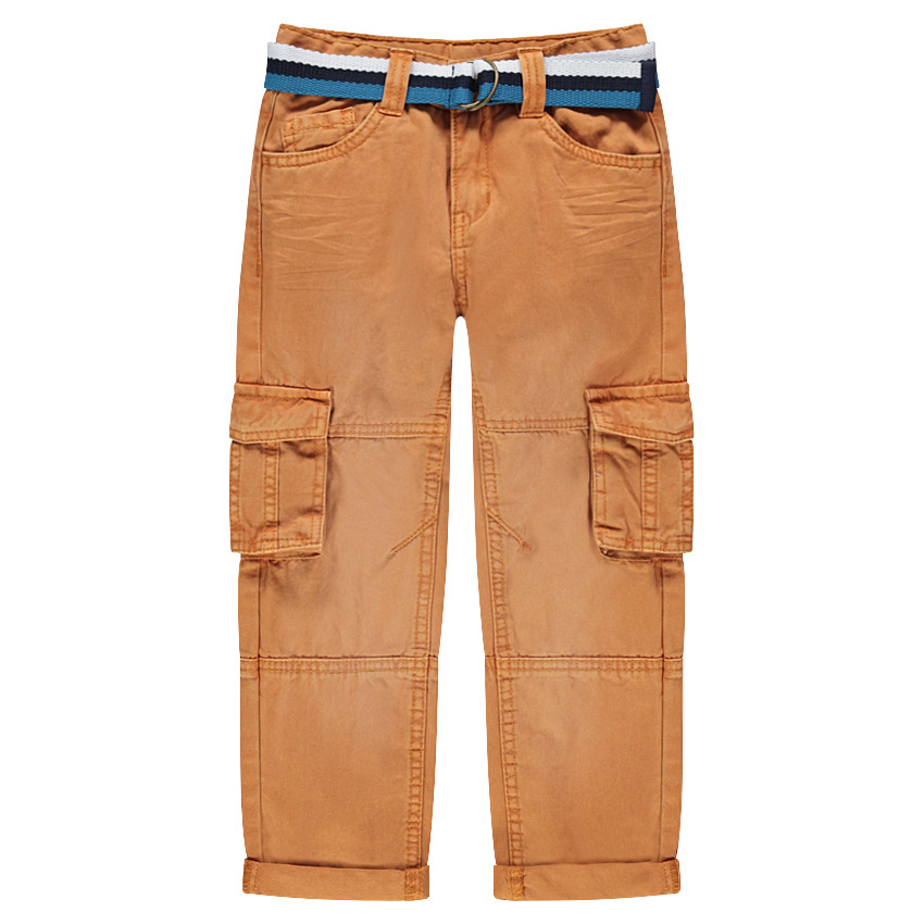 Pantalon cargo en twill surteint avec ceinture rayée 