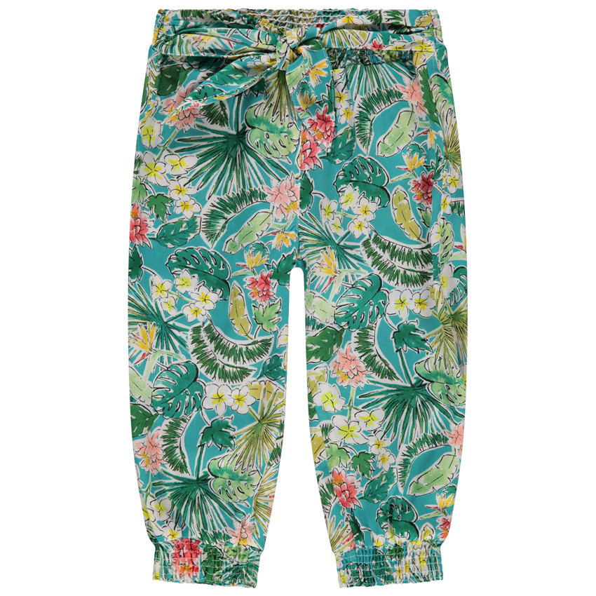 Pantacourt fluide à imprimé végétal all-over 