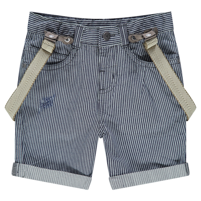 Bermuda en twill à rayures avec bretelles amovibles 