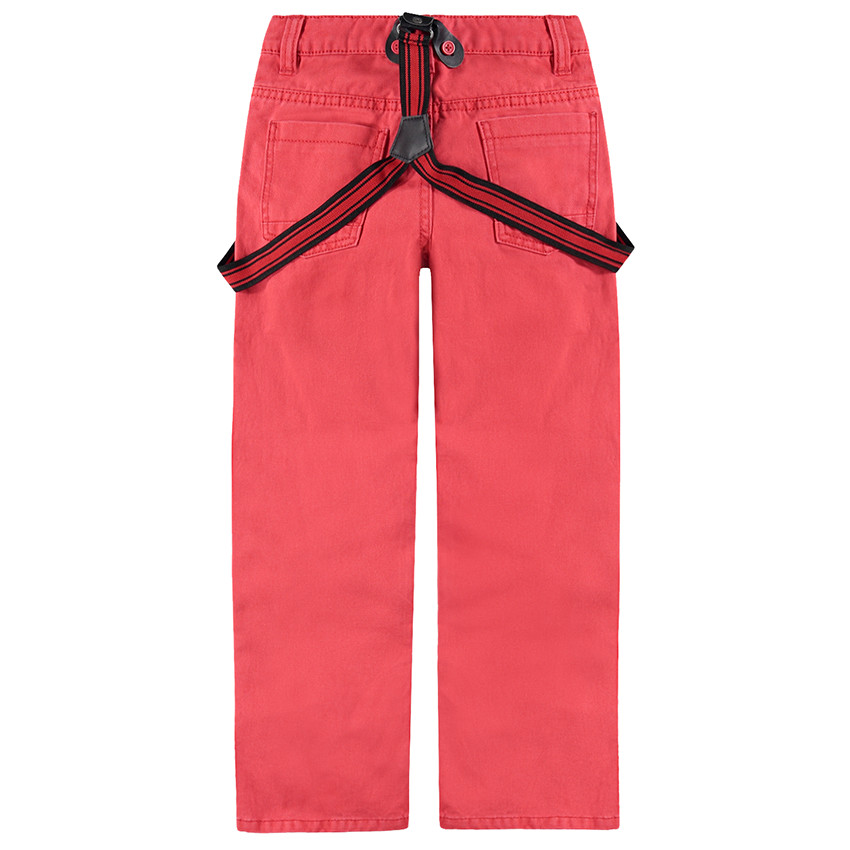 Pantalon en coton surteint avec bretelles ajustables amovibles 