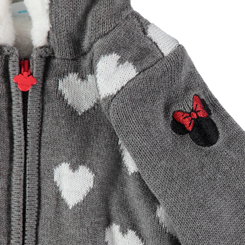 Veste en tricot à coeurs en jacquard et doublure en sherpa 