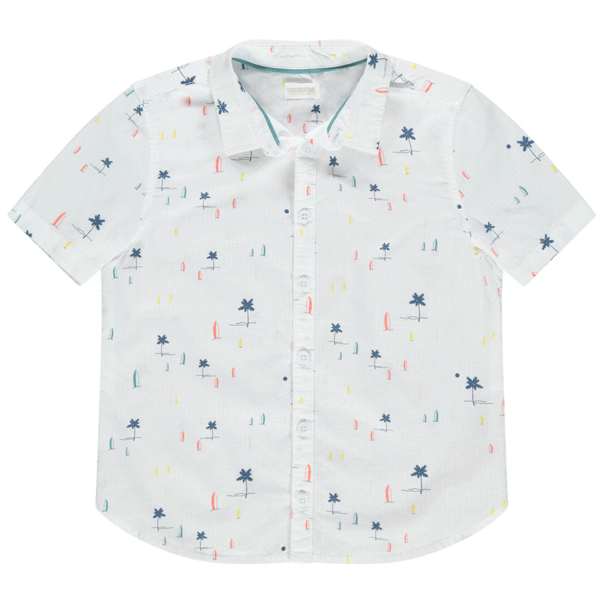 Chemise manches courtes imprimée palmiers all-over 