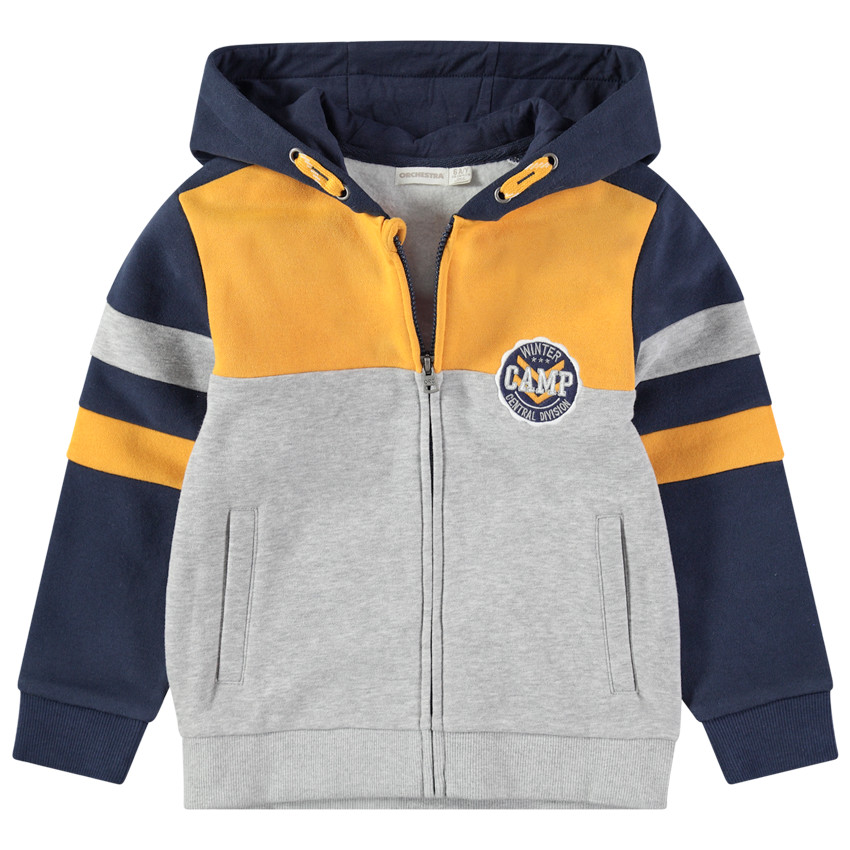 Gilet en molleton tricolore à large inscription printée 