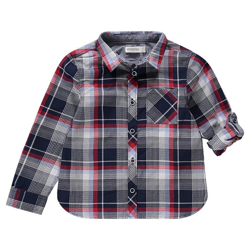 Chemise manches longues à carreaux avec poche plaquée 