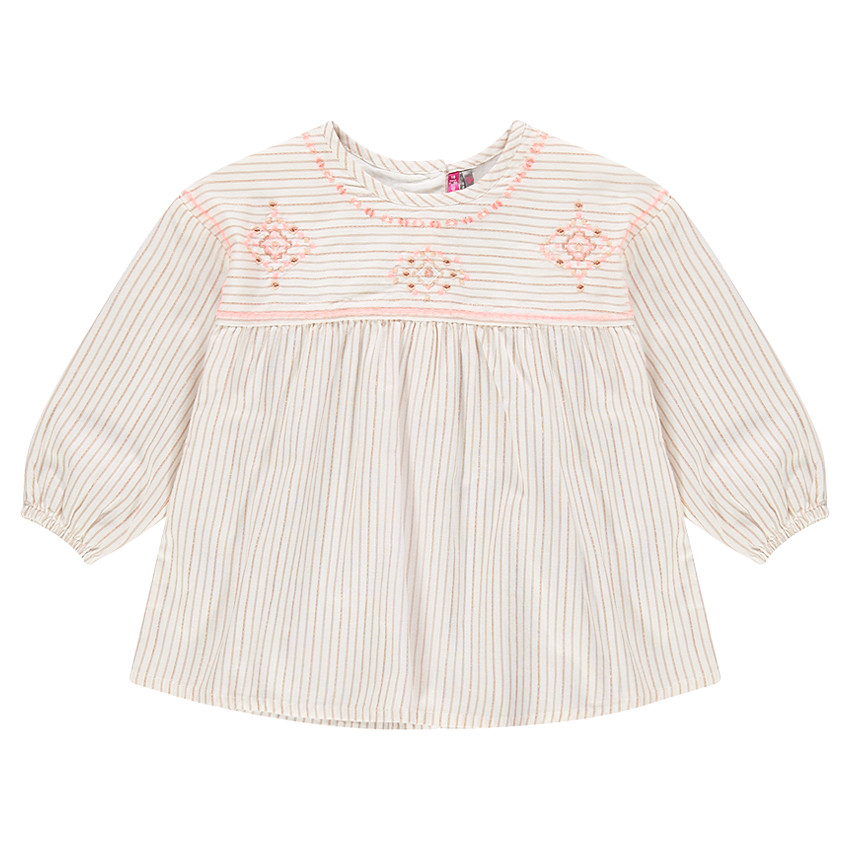 Tunique rayée et pailletée avec broderies fantaisie 