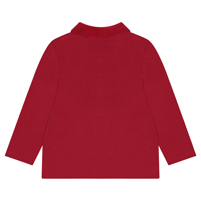 Polo manches longues uni en coton 