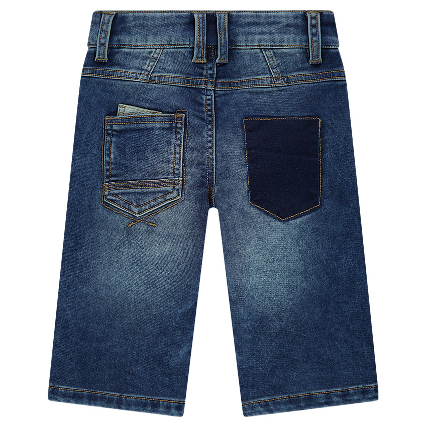 Bermuda en molleton effet denim used avec découpes 
