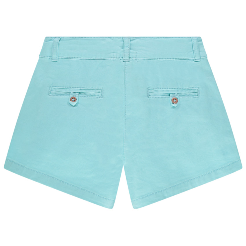 Short en satin de coton uni à poches volantées  