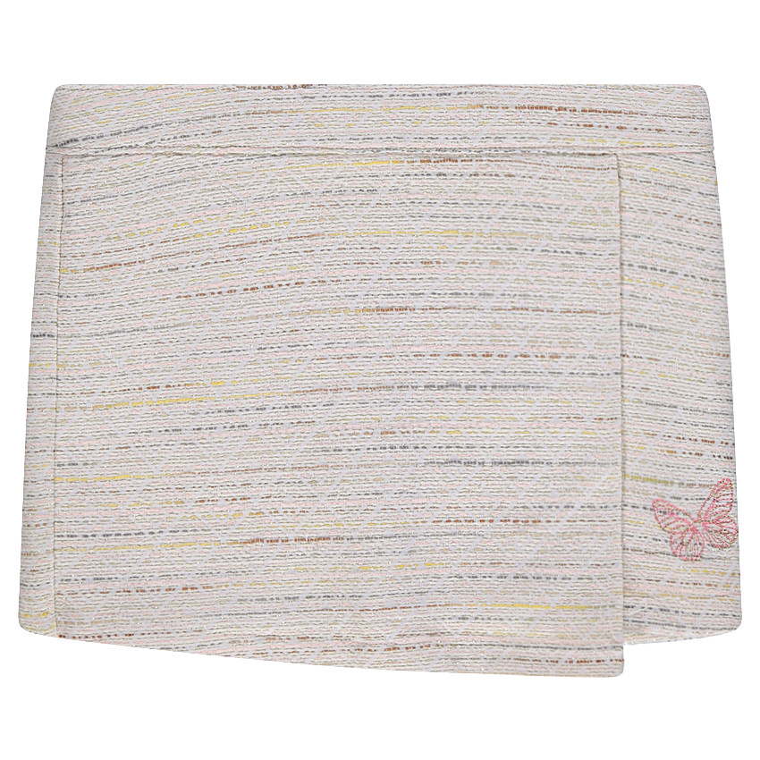 Jupe portefeuille en coton effet tweed avec papillon brodé 