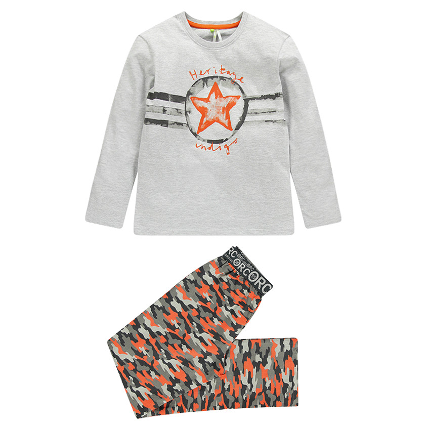 Junior - Pyjama en jersey avec print étoile et imprimé army 