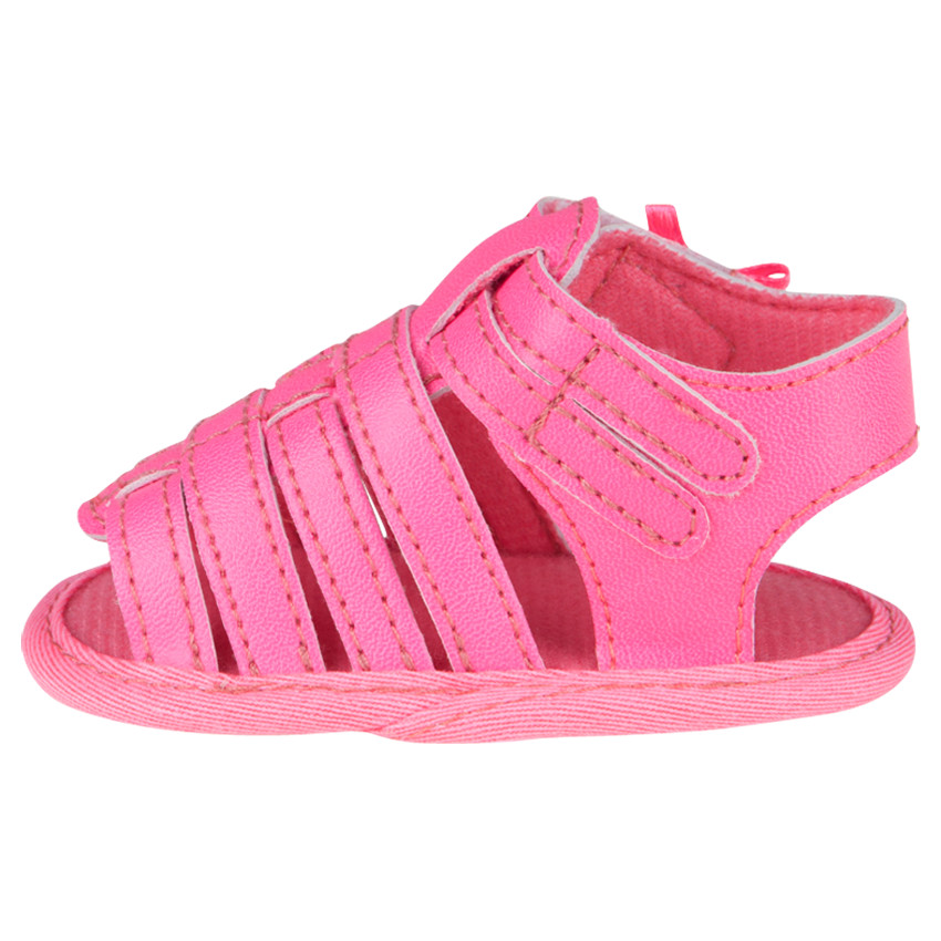 Nu-pieds roses style spartiates à pattes auto-agrippantes et noeuds 