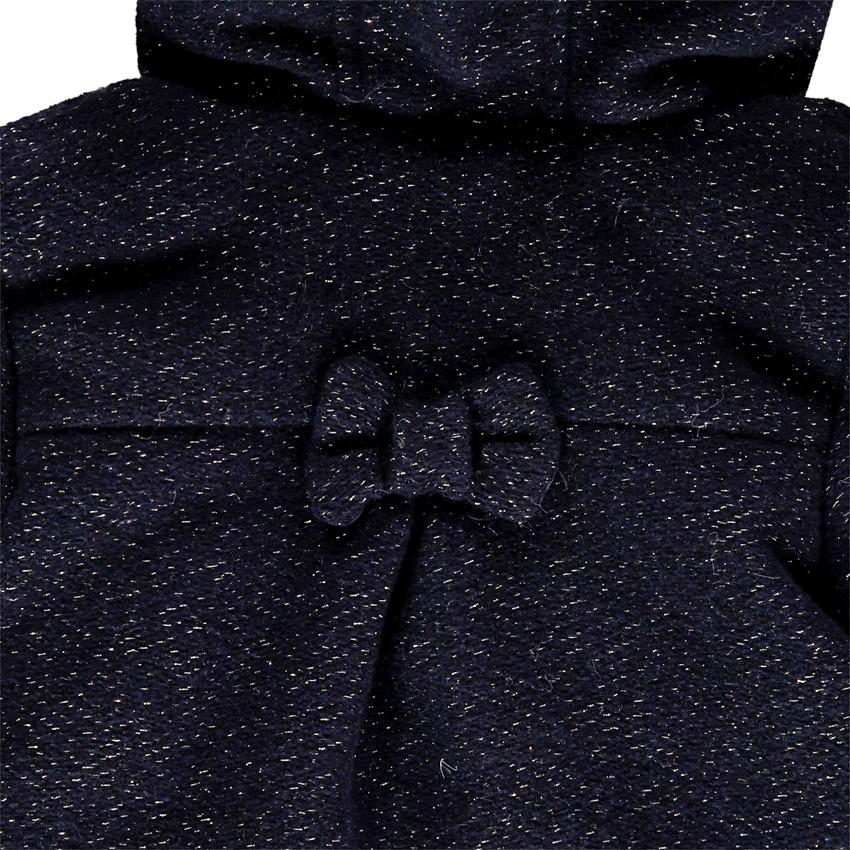 Manteau en drap de laine doublé sherpa à noeuds 