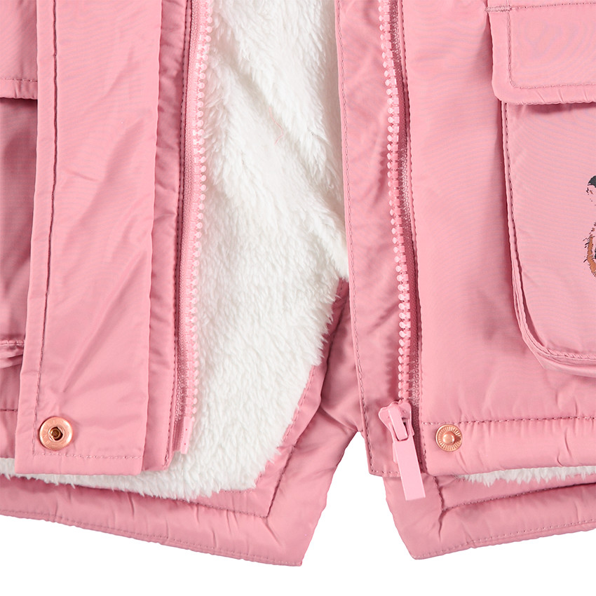 Parka doublée sherpa à poches et capuche amovible  