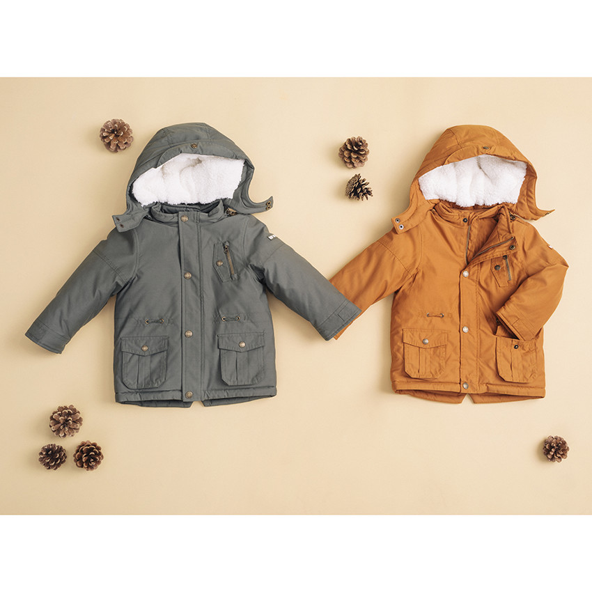 Parka en toile doublée sherpa à capuche amovible 