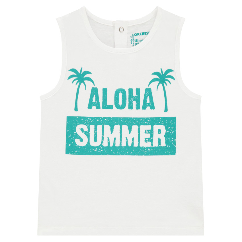 Débardeur en maille uni avec message effet crinkle sur le devant 