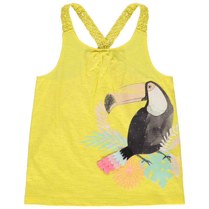 Débardeur print toucan avec bretelles en maille 