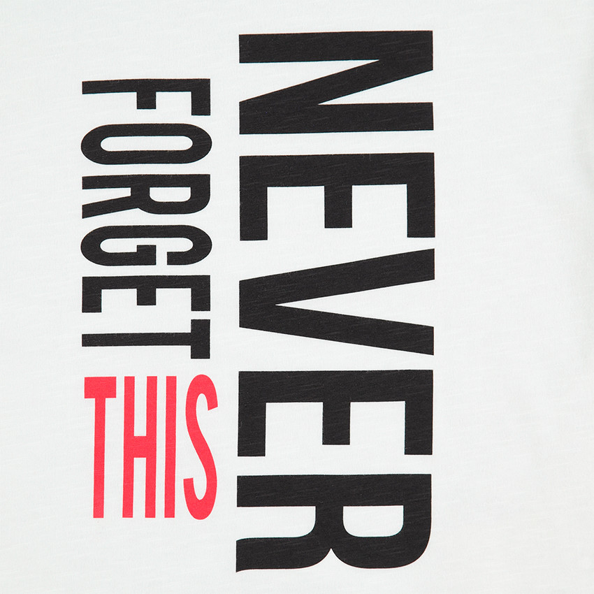 Junior - Tee-shirt manches longues blanc avec texte printé 