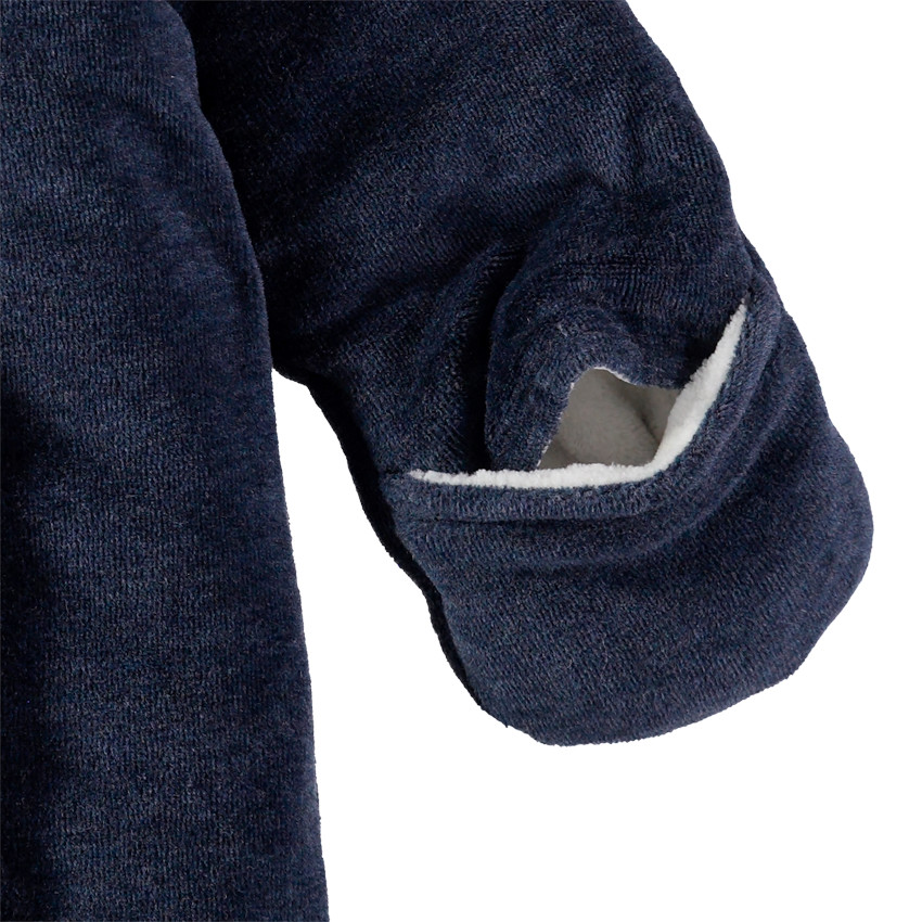 Combi-pilote en velours à capuche et broderies Smiley 