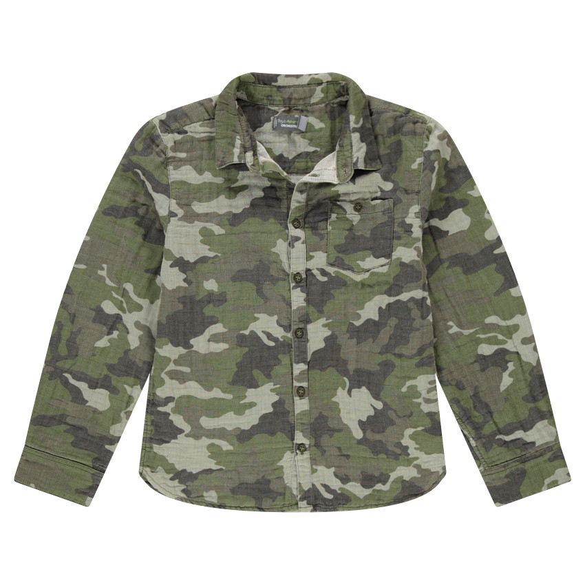 Junior - Chemise motif army all-over en coton double face 