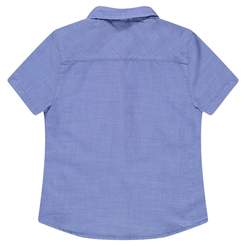 Chemise manches courtes bleue avec poche plaquée 