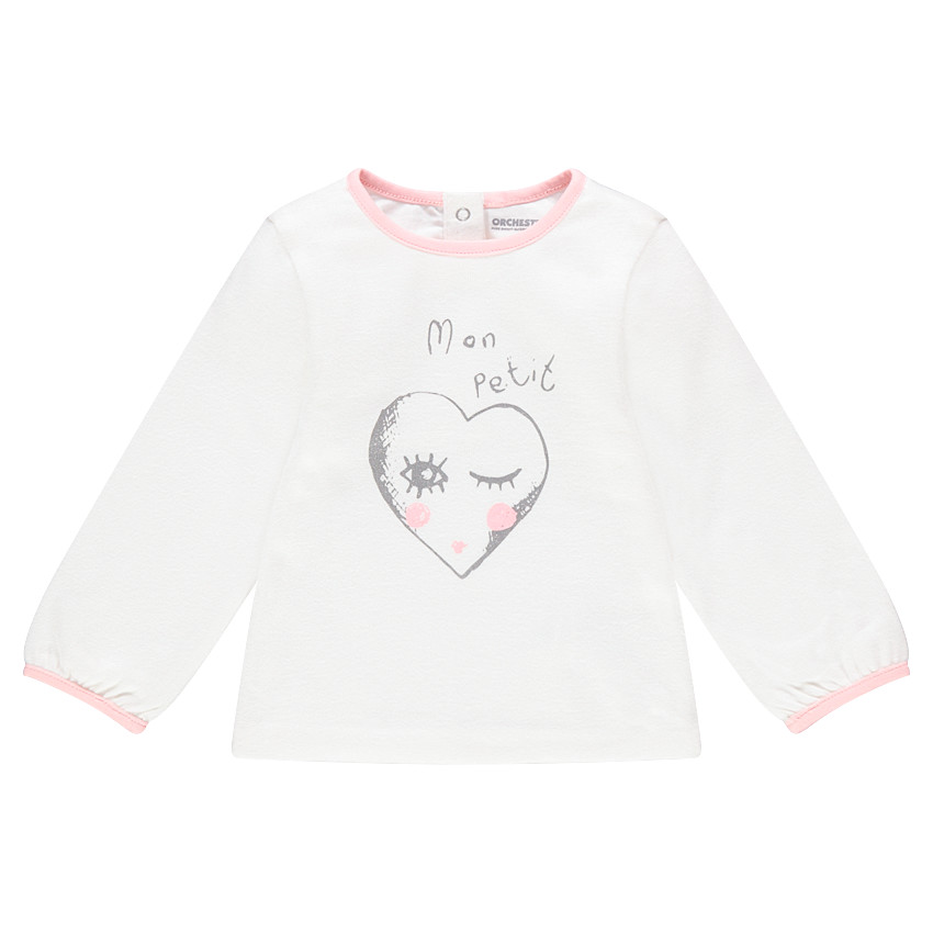 Tee-shirt manches longues en jersey avec coeur printé 