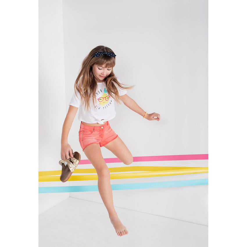 Junior - Tee-shirt manches courtes avec citron printé et liens à nouer 