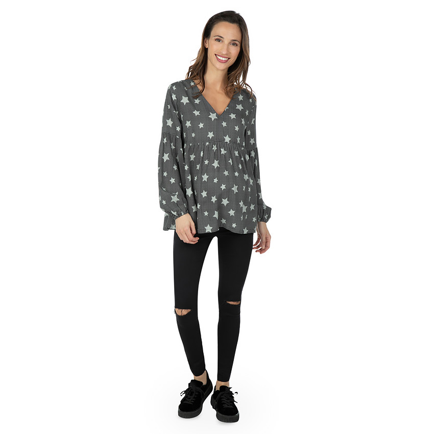 Top de grossesse manches longues à étoiles all-over 