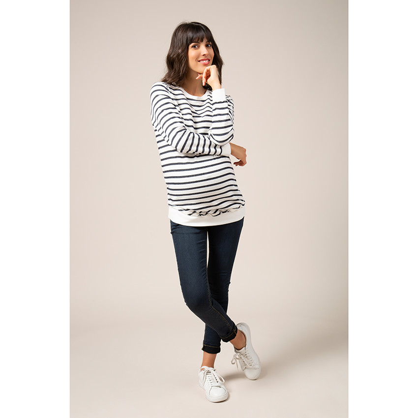 Sweat de grossesse esprit marinière 