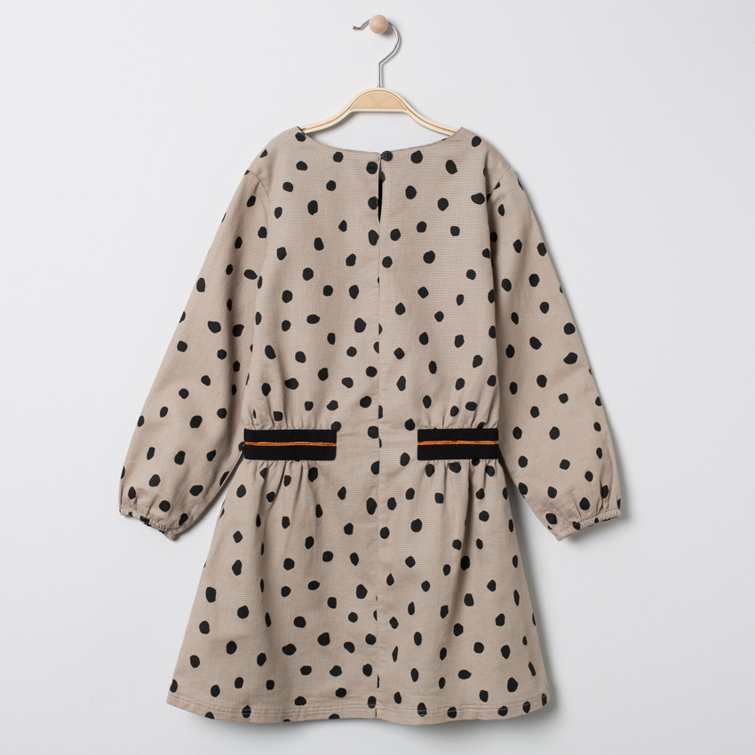 Robe manches longues à pois all-over 