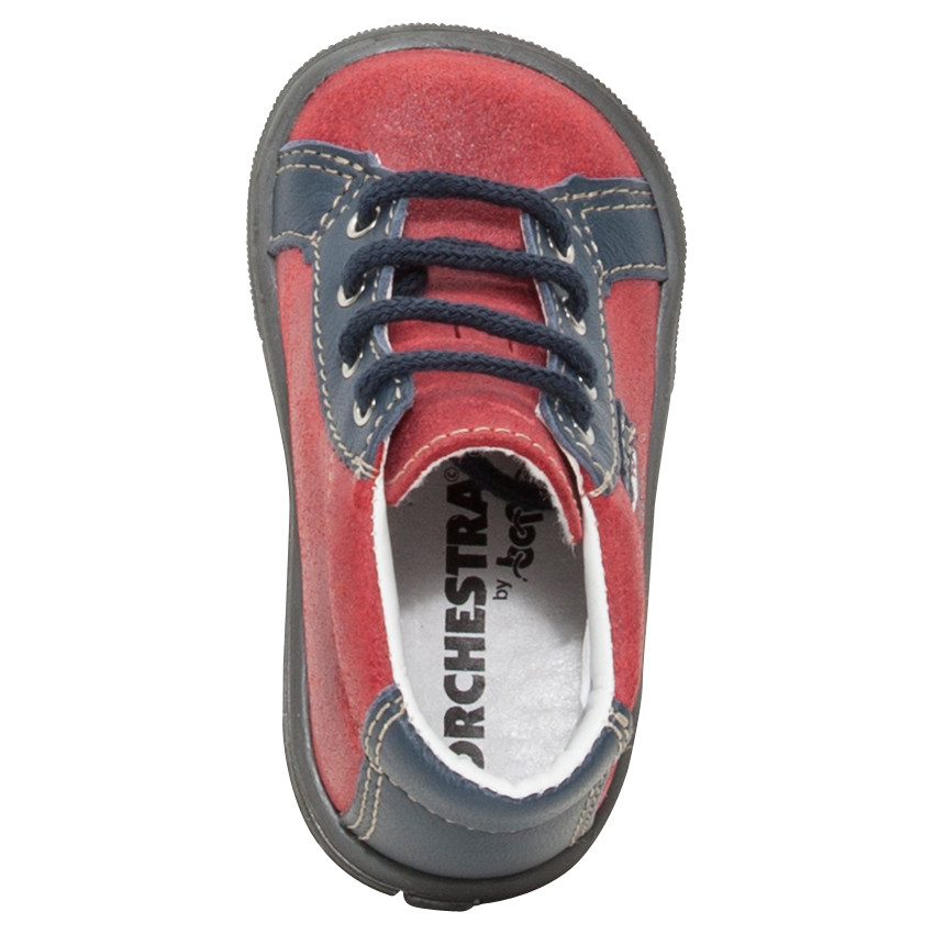 Bottillons en cuir à lacets avec chat printé 