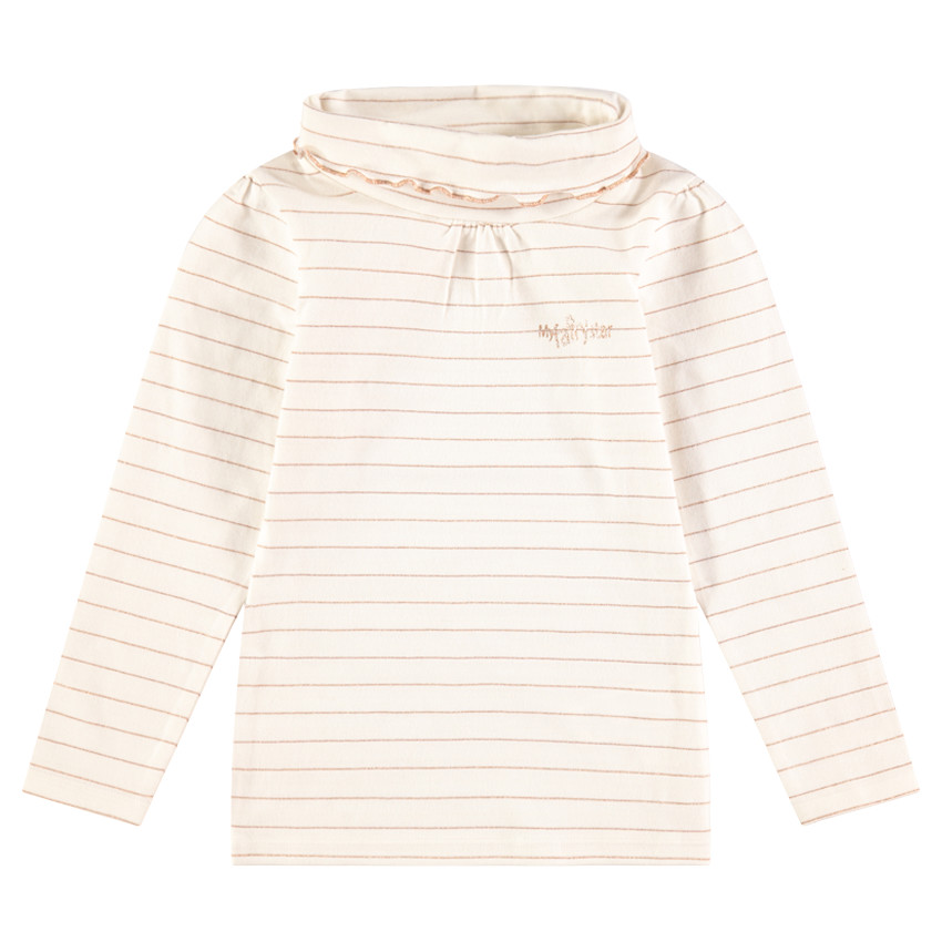 Sous-pull col roulé avec rayures pailletées cuivrées 