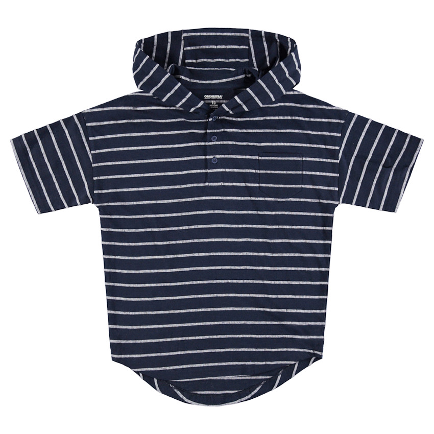 Junior - Tee-shirt manches courtes à capuche avec rayures all-over 