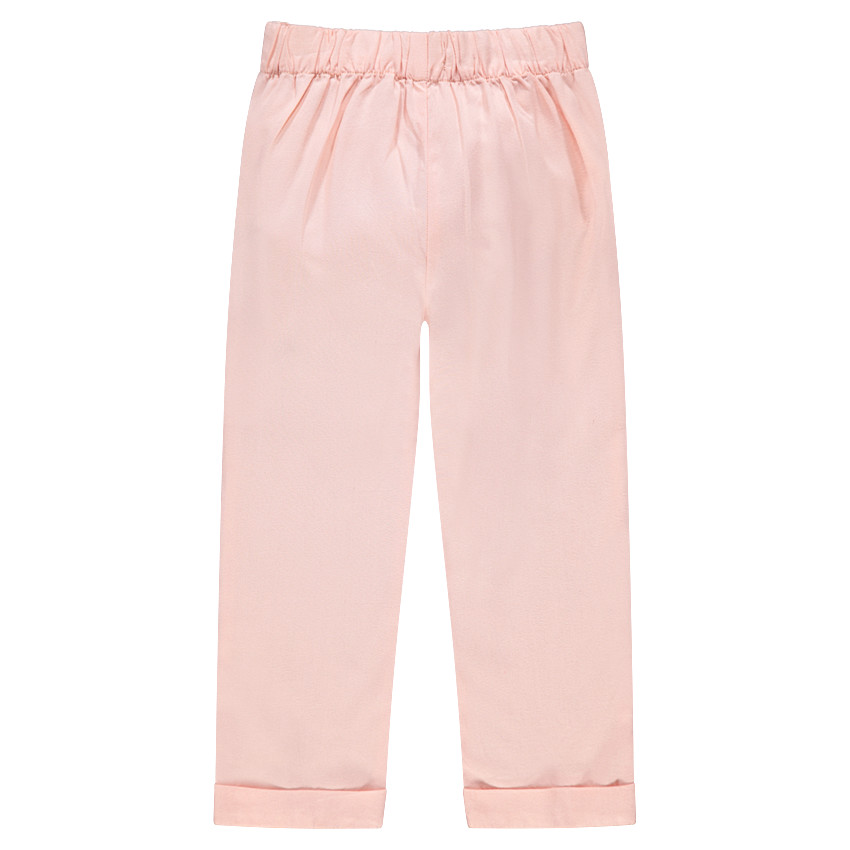 Pantacourt rose avec ceinture à nouer 