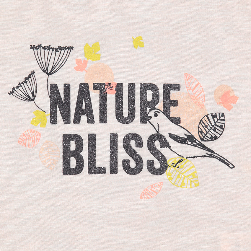 Tee-shirt court manches courtes avec message printé pailleté 