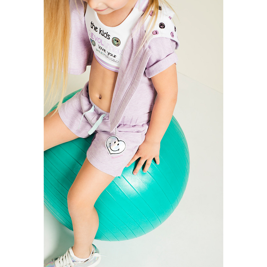 Gilet court en molleton avec badges et print Smiley 