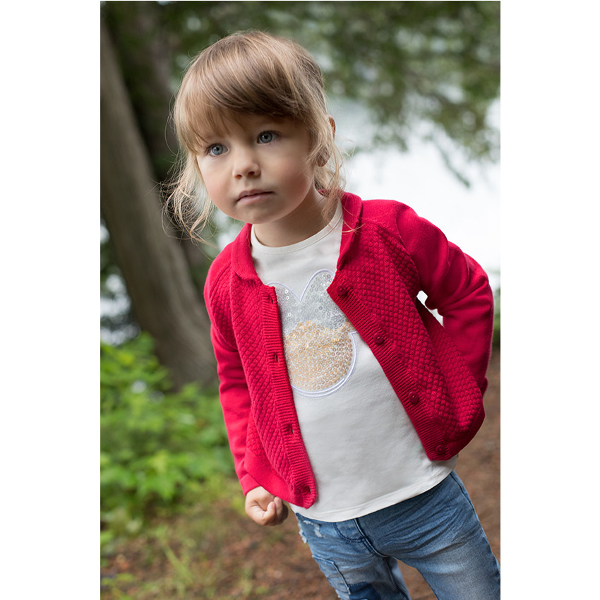 Gilet en tricot uni avec maille fantaisie 