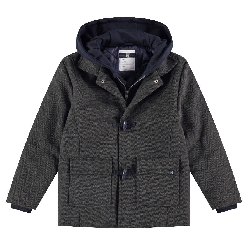 Junior - Manteau style duffle coat en drap de laine avec capuche 