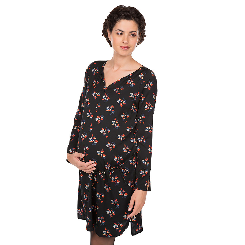 Robe de grossesse manches longues imprimée all-over 