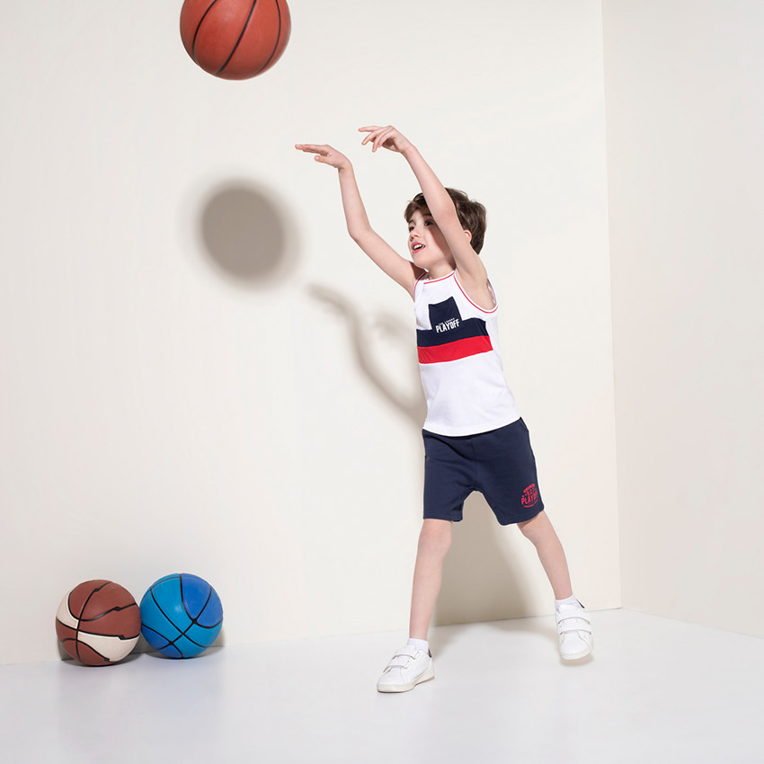 Débardeur en jersey avec bandes contrastées et poche 