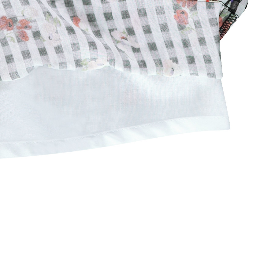 Junior - Robe à fleurs imprimée vichy 