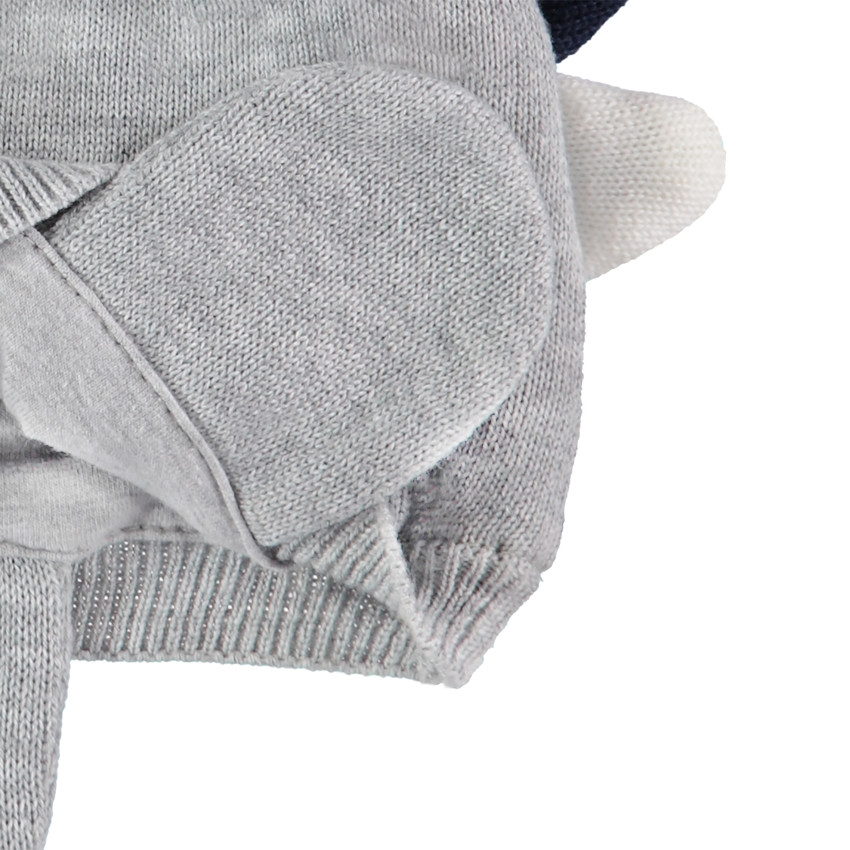 Bonnet en tricot gris chiné avec crête en relief 