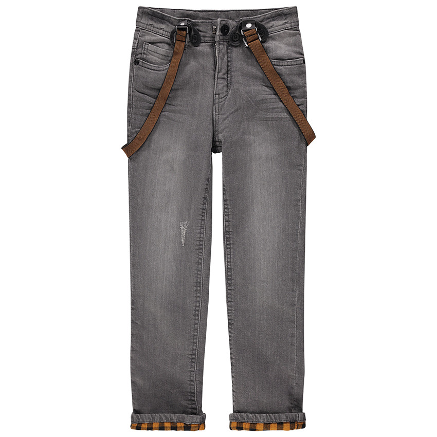 Jeans à bretelles effet crinkle 