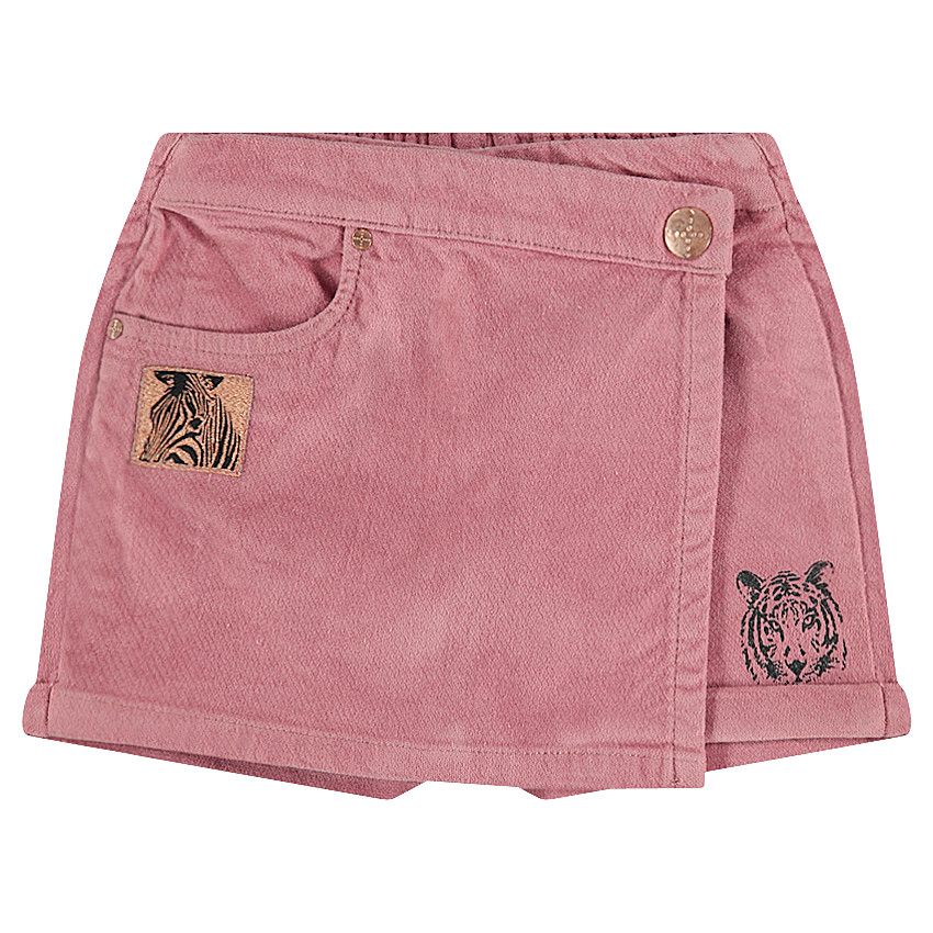 Jupe-short en velours ras avec zèbre patché en fil brillant 