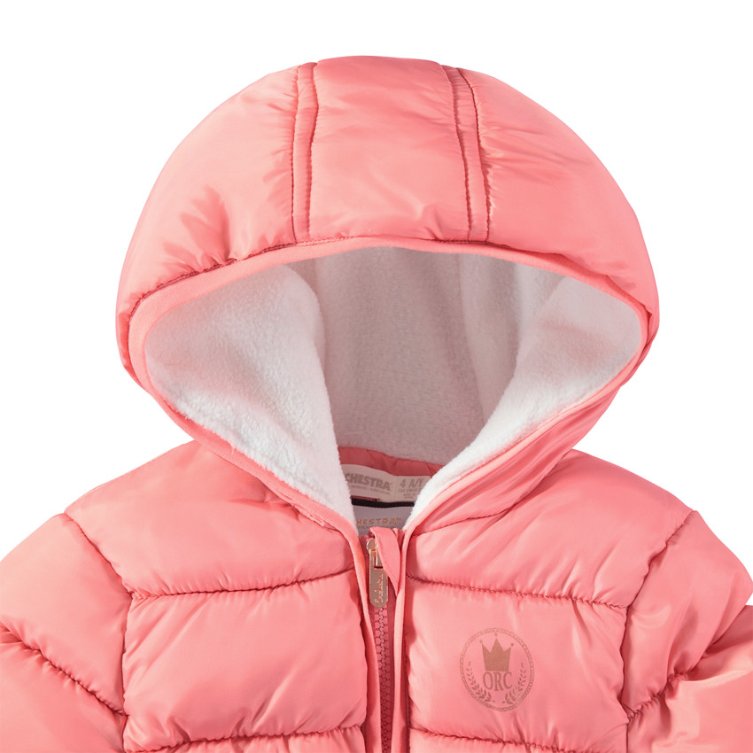 Doudoune matelassée doublée micropolaire à capuche et logo printé 