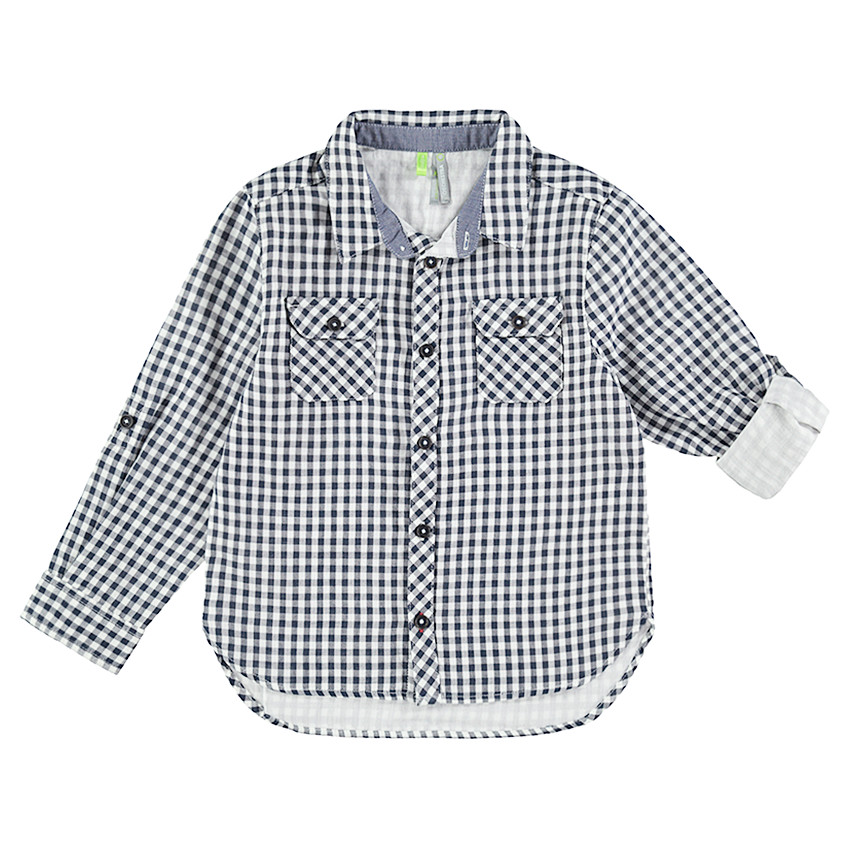Chemise manches longues à carreaux vichy avec poches 