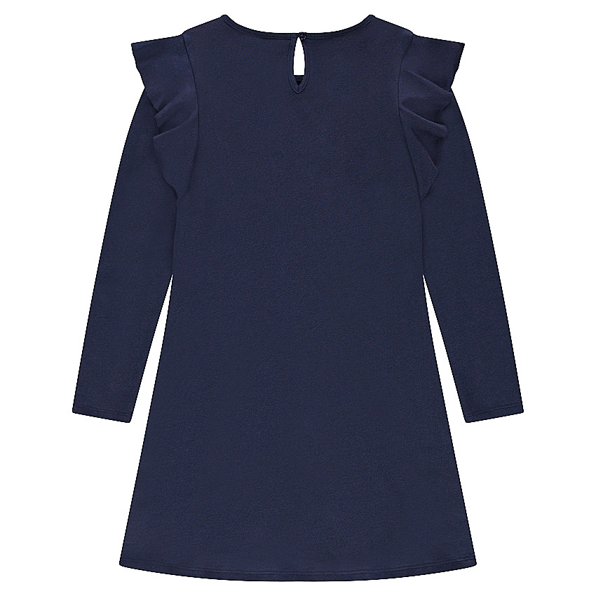 Junior - Robe en molleton fluide avec volants et fleurs brodées 