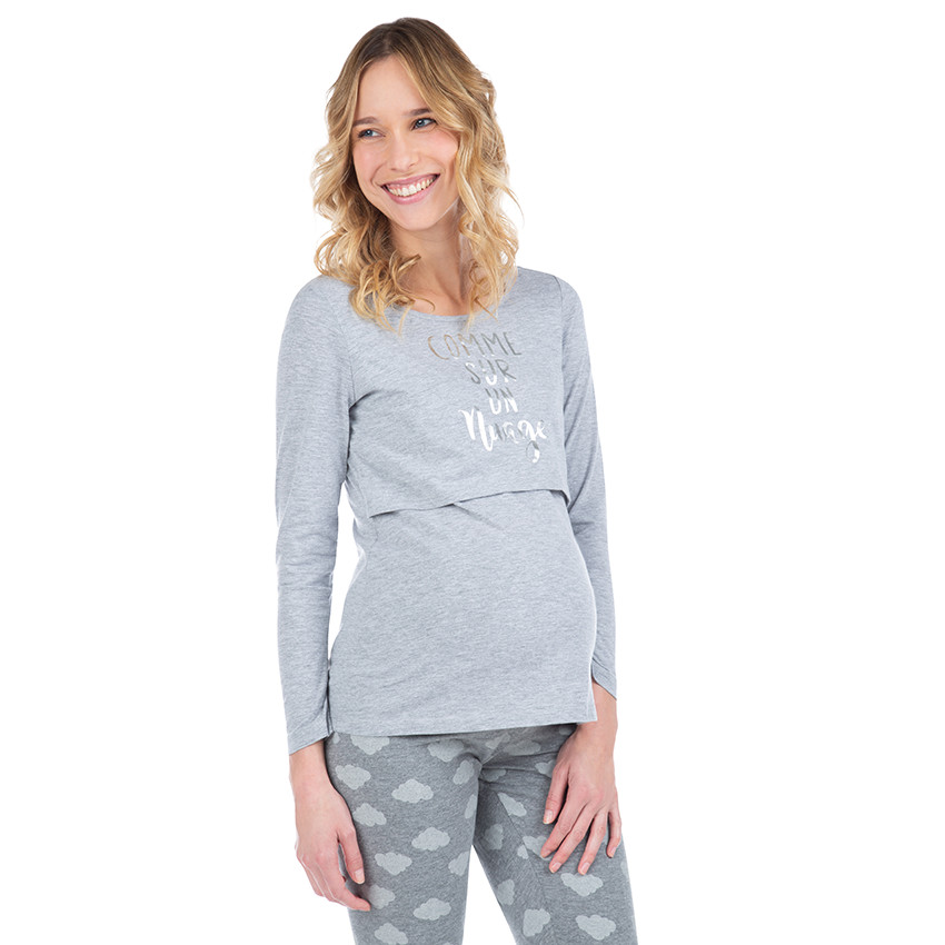 Tee-shirt manches longues homewear avec message printé 